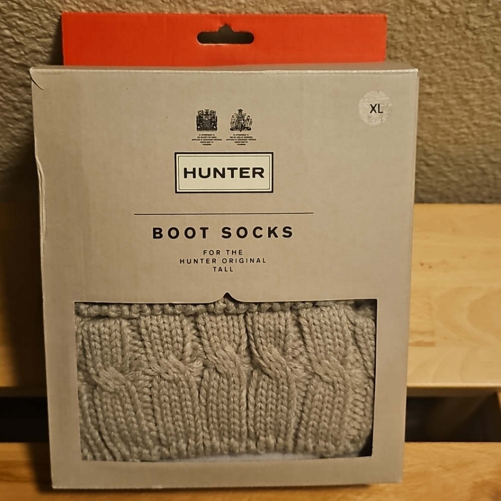 Hunter Original 6 Stitch Cable Acrylic Tall Boot Socks XL -  Greige